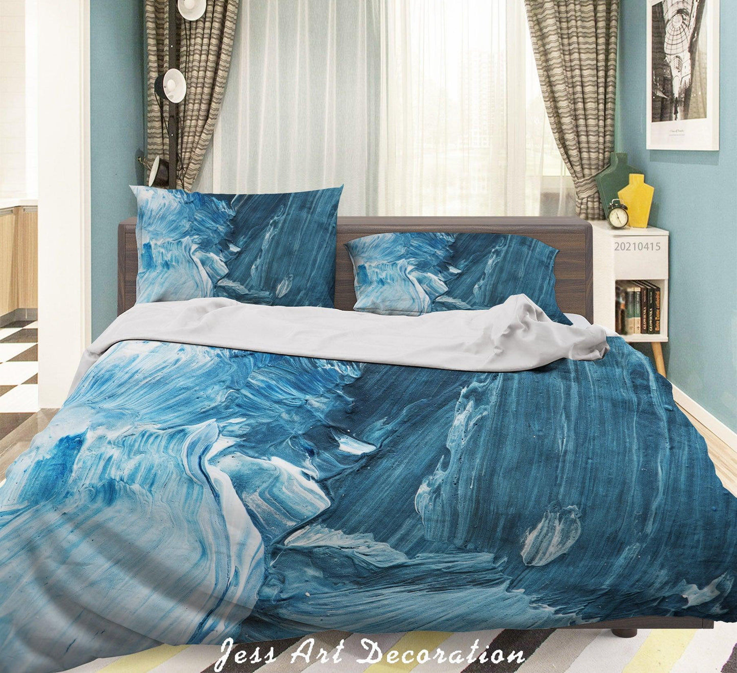 3D Blue Paint Graffiti Quilt Cover Set Bedding Set Duvet Cover Pillowcases 89