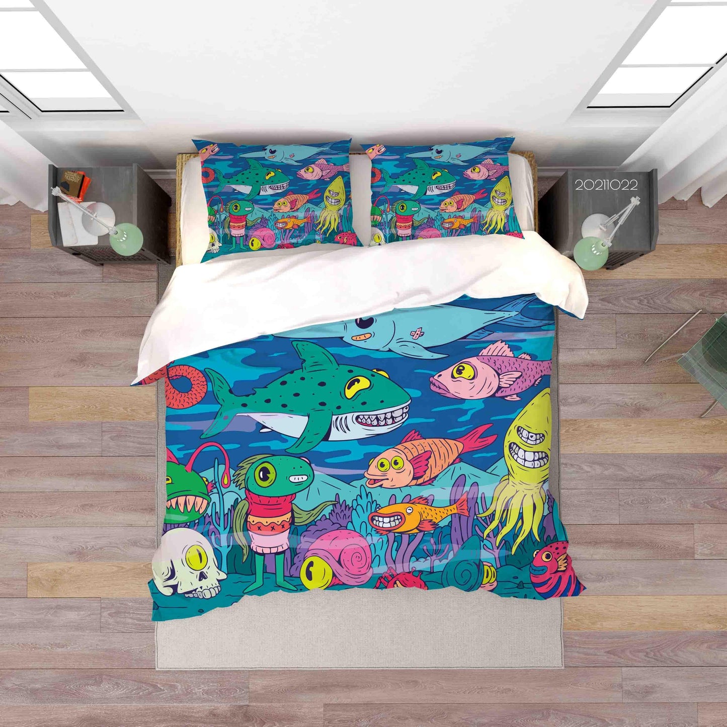 3D Abstract Color Marine Life Doodle Quilt Cover Set Bedding Set Duvet Cover Pillowcases 16
