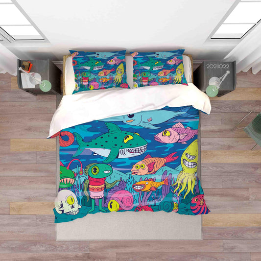 3D Abstract Color Marine Life Doodle Quilt Cover Set Bedding Set Duvet Cover Pillowcases 16