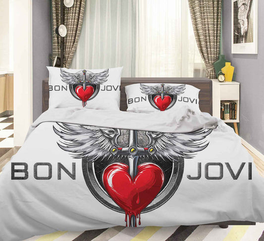 Bon Jovi White Bedding Set V1