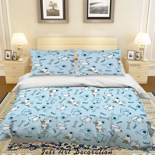 3D Cartoon Animal Dog Bone Pattern Quilt Cover Set Bedding Set Duvet Cover Pillowcases WJ 6480