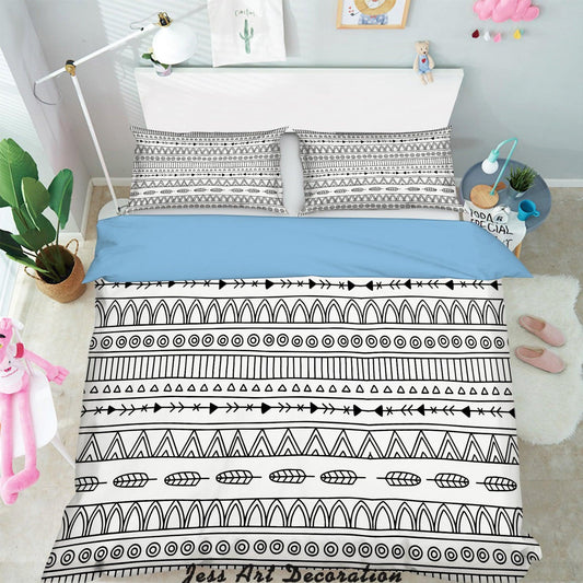 3D Black White  Stripes Background Quilt Cover Set Bedding Set Pillowcases 136