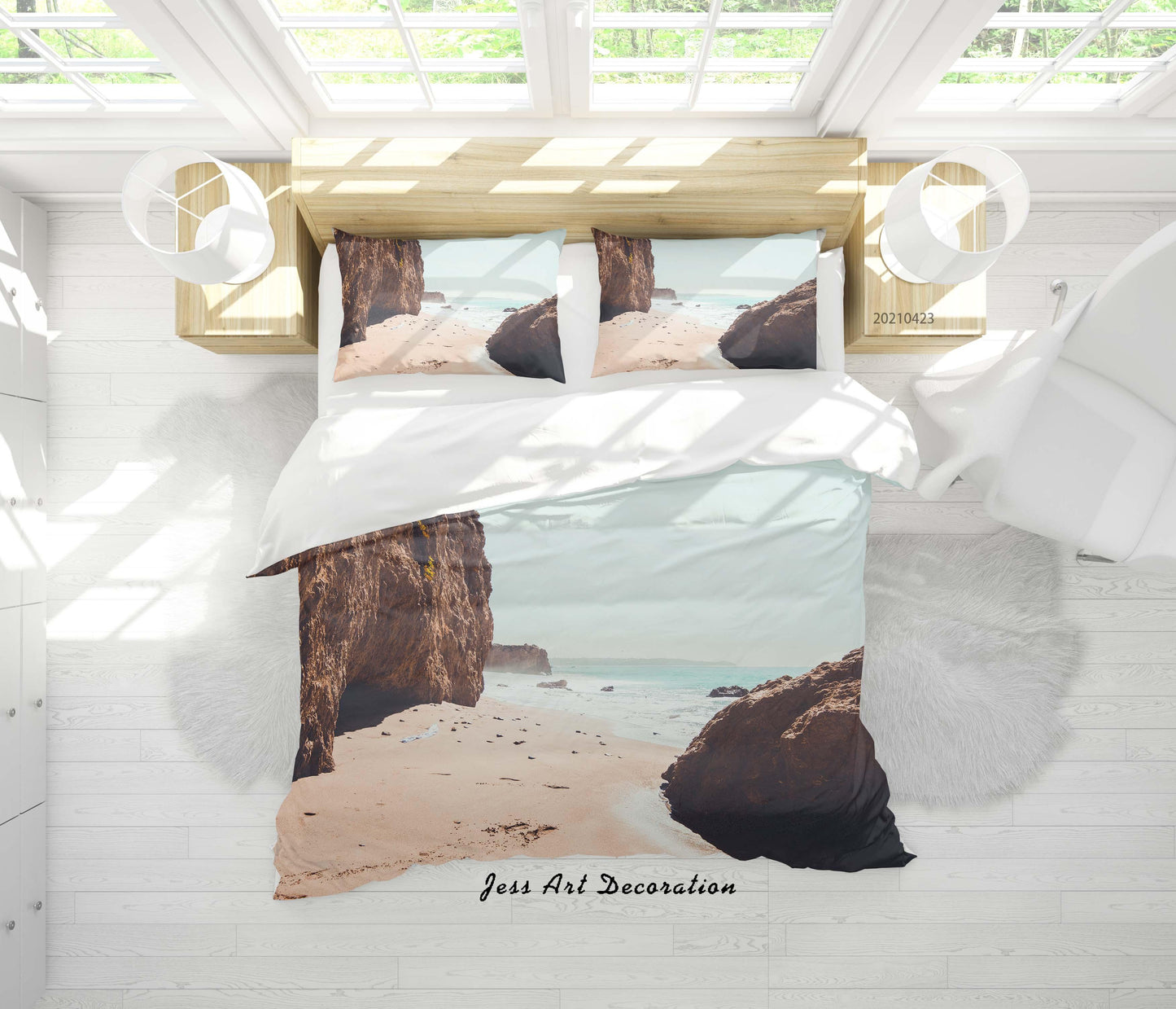 3D Beach Rock Landscape Quilt Cover Set Bedding Set Duvet Cover Pillowcases 9