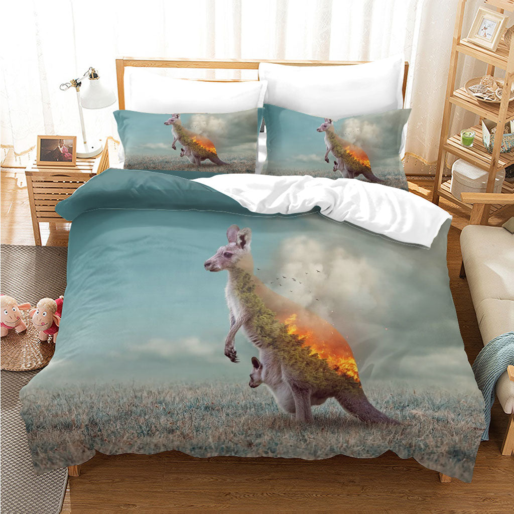 3D Animal Bandicoot Fire Quilt Cover Set Bedding Set Duvet Cover Pillowcases 1128