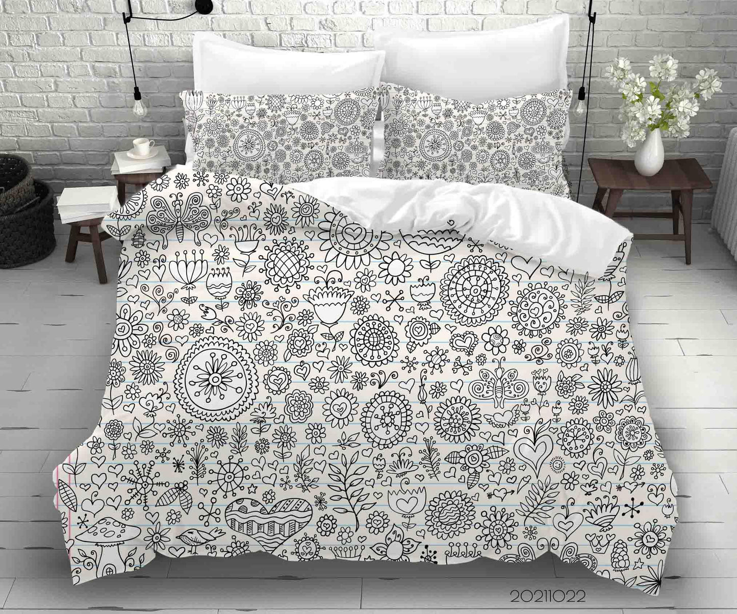 3D Abstract Grey Floral Graffiti Quilt Cover Set Bedding Set Duvet Cover Pillowcases 72