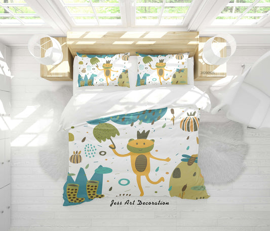 3D Cartoon Animal Bear Umbrella Pattern Quilt Cover Set Bedding Set Duvet Cover Pillowcases WJ 6465