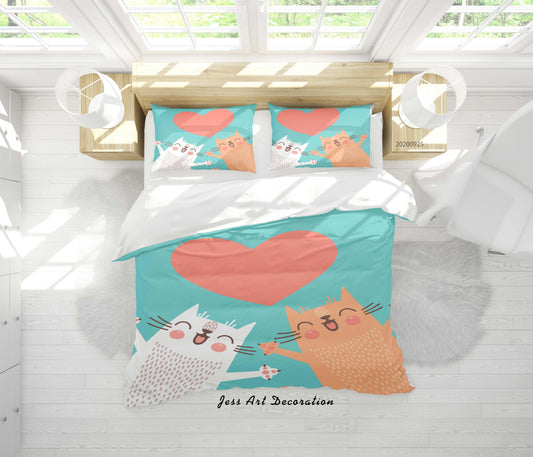 3D Cartoon Animal Cat Pattern Quilt Cover Set Bedding Set Duvet Cover Pillowcases WJ 6469
