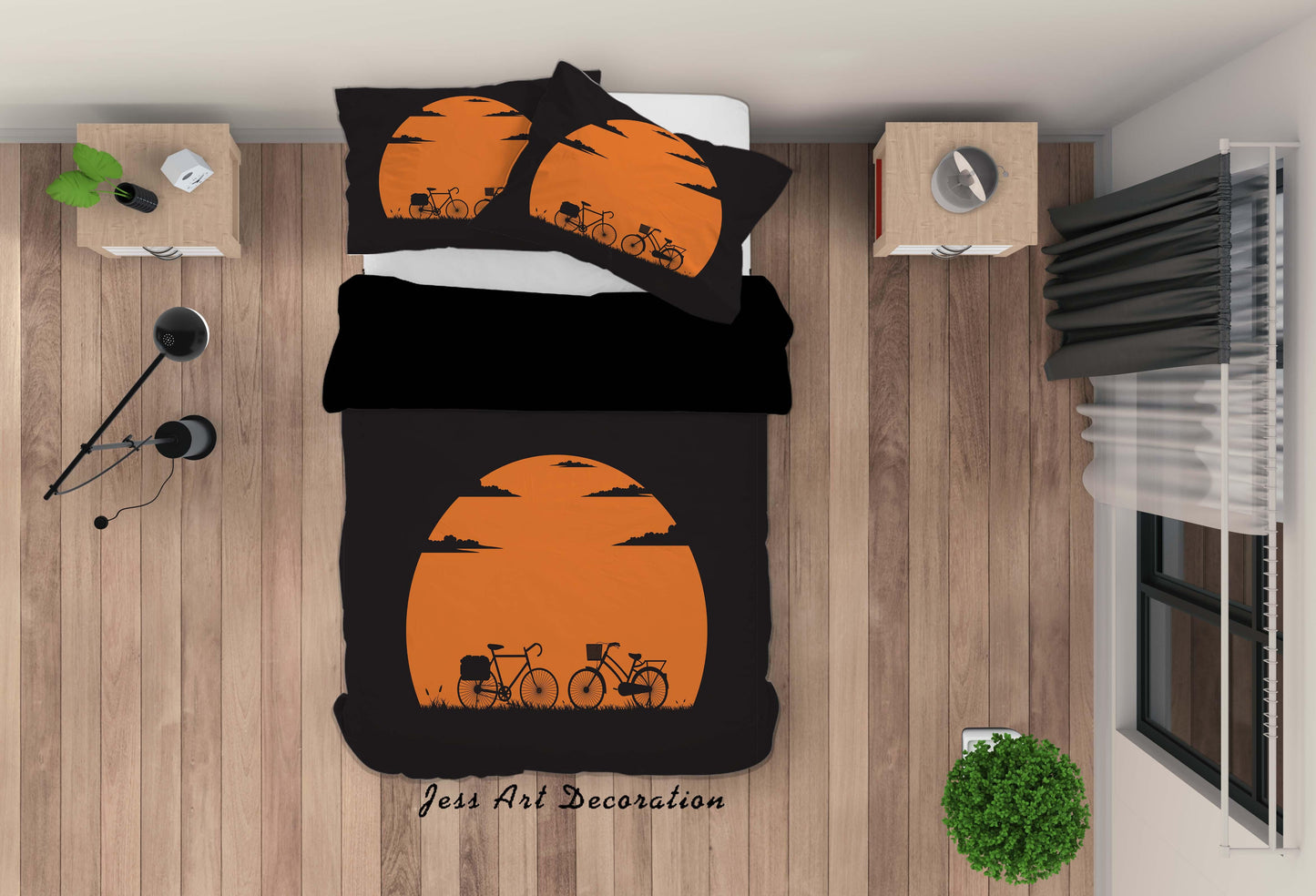 3D Bicycle Sunset Grassland Quilt Cover Set Bedding Set Duvet Cover Pillowcases A054 LQH