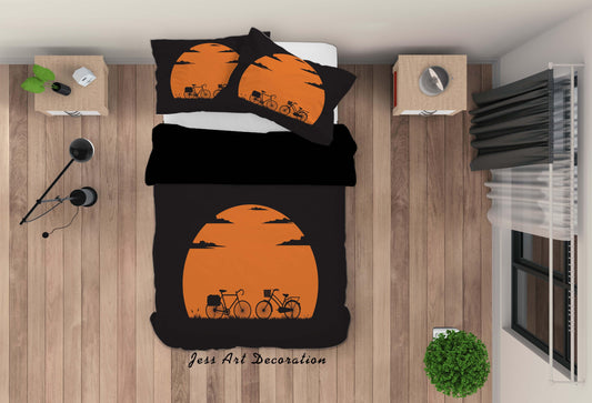 3D Bicycle Sunset Grassland Quilt Cover Set Bedding Set Duvet Cover Pillowcases A054 LQH