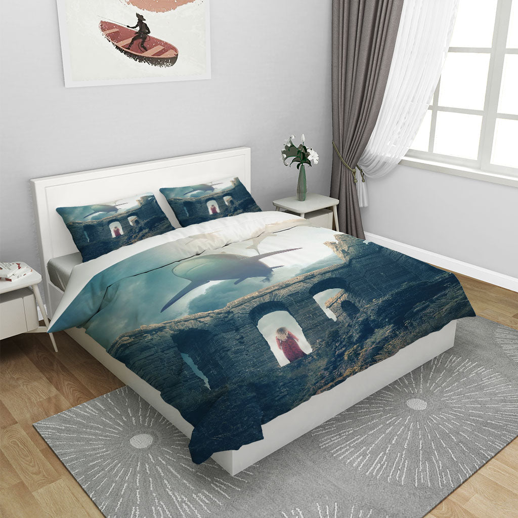 3D Architecture Mountain Whale Cloud Quilt Cover Set Bedding Set Duvet Cover Pillowcases 1226