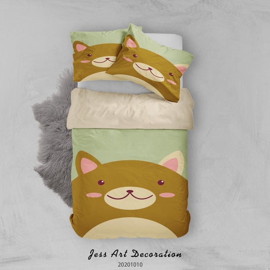 3D Cartoon Cute Animal Cat Quilt Cover Set Bedding Set Duvet Cover Pillowcases WJ 9530