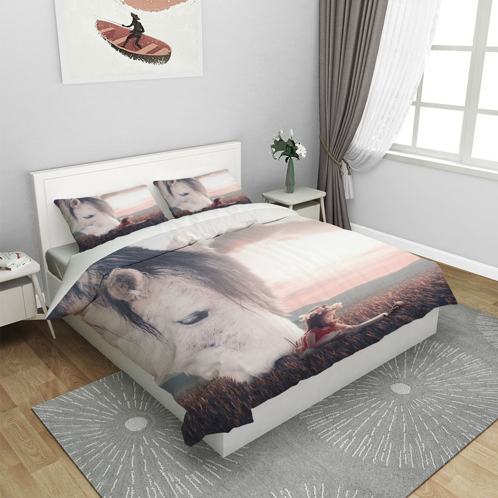 3D Animal Horse Grassland Girl Quilt Cover Set Bedding Set Duvet Cover Pillowcases 1233