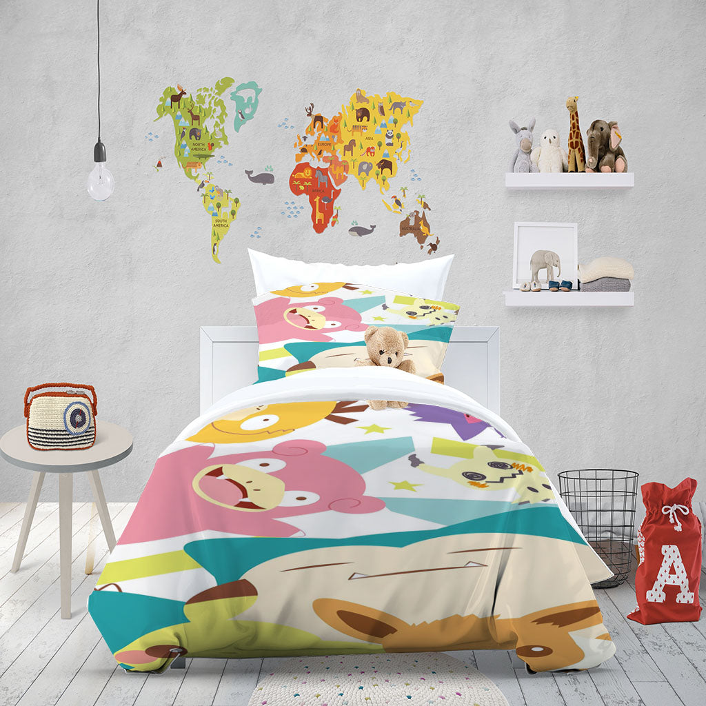 3D Cartoon Pikachu Rabbit Star Monster Quilt Cover Set Bedding Set Duvet Cover Pillowcase 1377