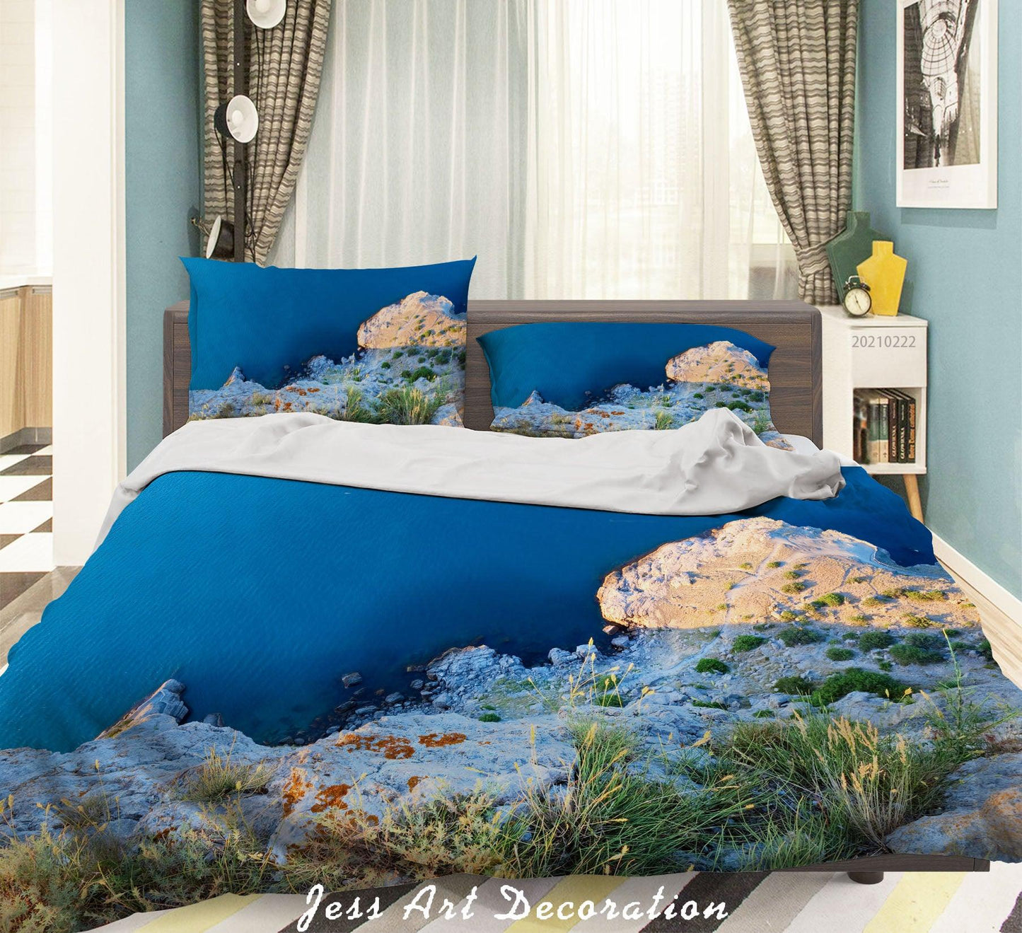 3D Blue Beach Landscape Quilt Cover Set Bedding Set Duvet Cover Pillowcases 201
