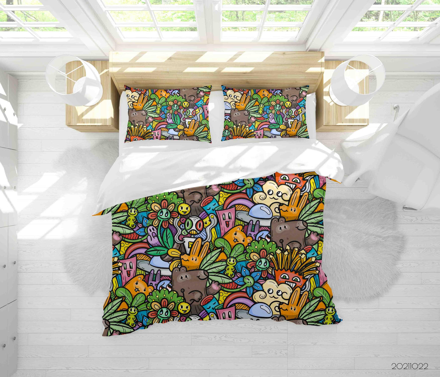 3D Abstract Monster Artistic Graffiti Quilt Cover Set Bedding Set Duvet Cover Pillowcases 73