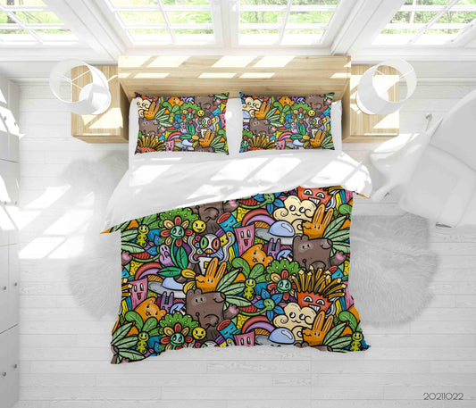 3D Abstract Monster Artistic Graffiti Quilt Cover Set Bedding Set Duvet Cover Pillowcases 73