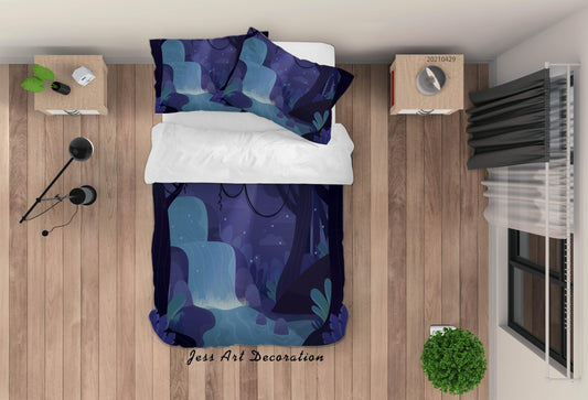 3D Cartoon Forest River Quilt Cover Set Bedding Set Duvet Cover Pillowcases 24