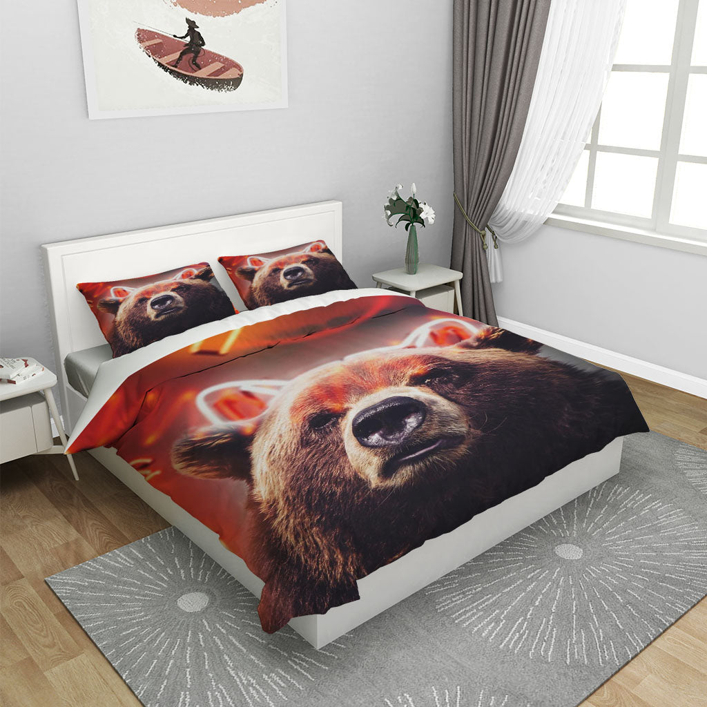 3D Animal Bear Line Red Quilt Cover Set Bedding Set Duvet Cover Pillowcases 1240