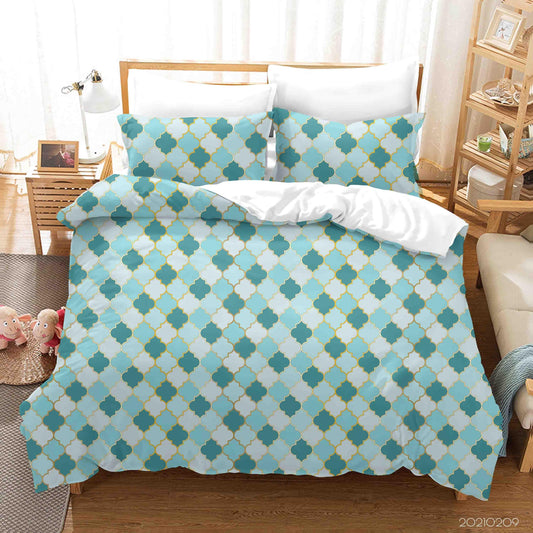 3D Abstract Green Geometric Pattern Quilt Cover Set Bedding Set Duvet Cover Pillowcases 314