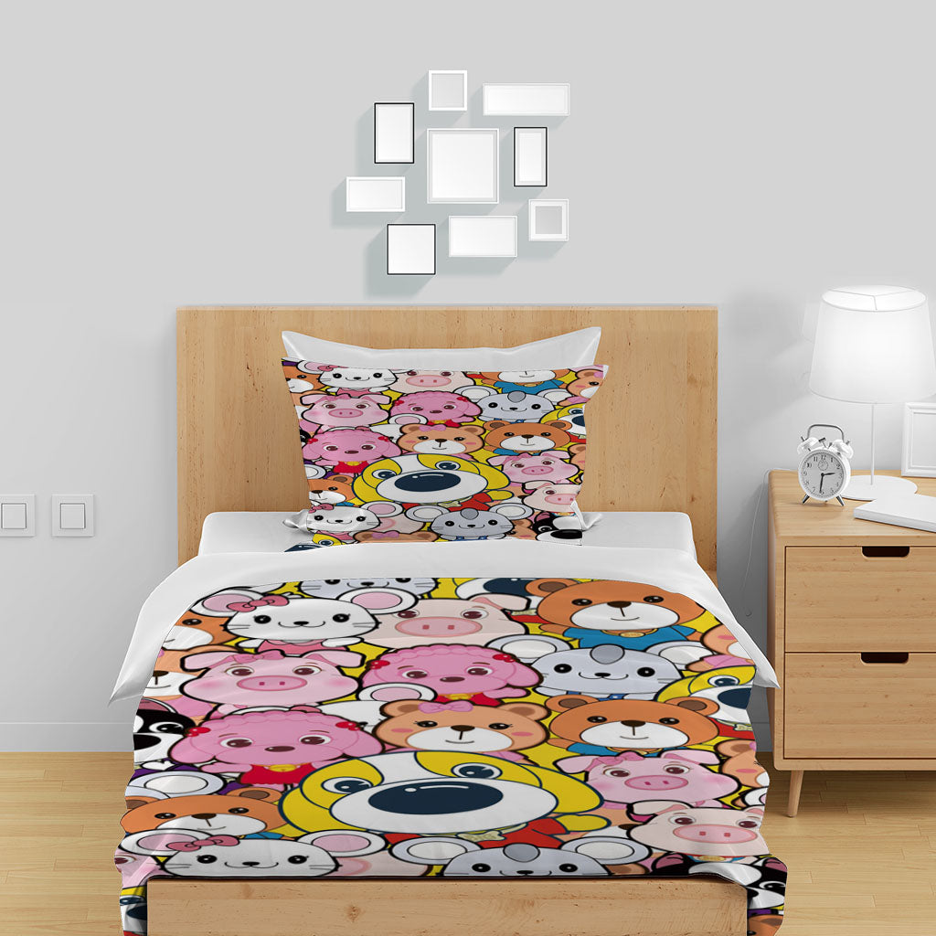 3D Cartoon Rabbit Dog Bear Quilt Cover Set Bedding Set Duvet Cover Pillowcase 1378