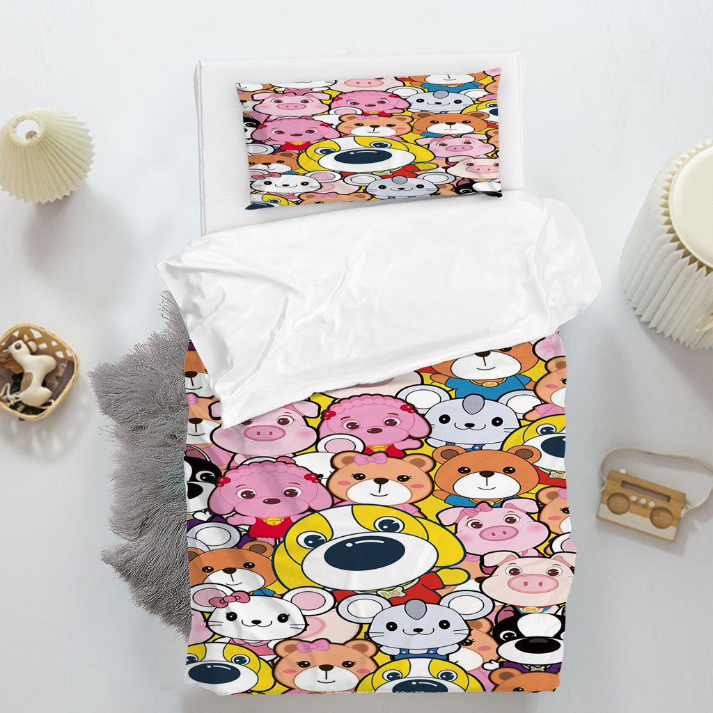 3D Cartoon Rabbit Dog Bear Quilt Cover Set Bedding Set Duvet Cover Pillowcase 1378