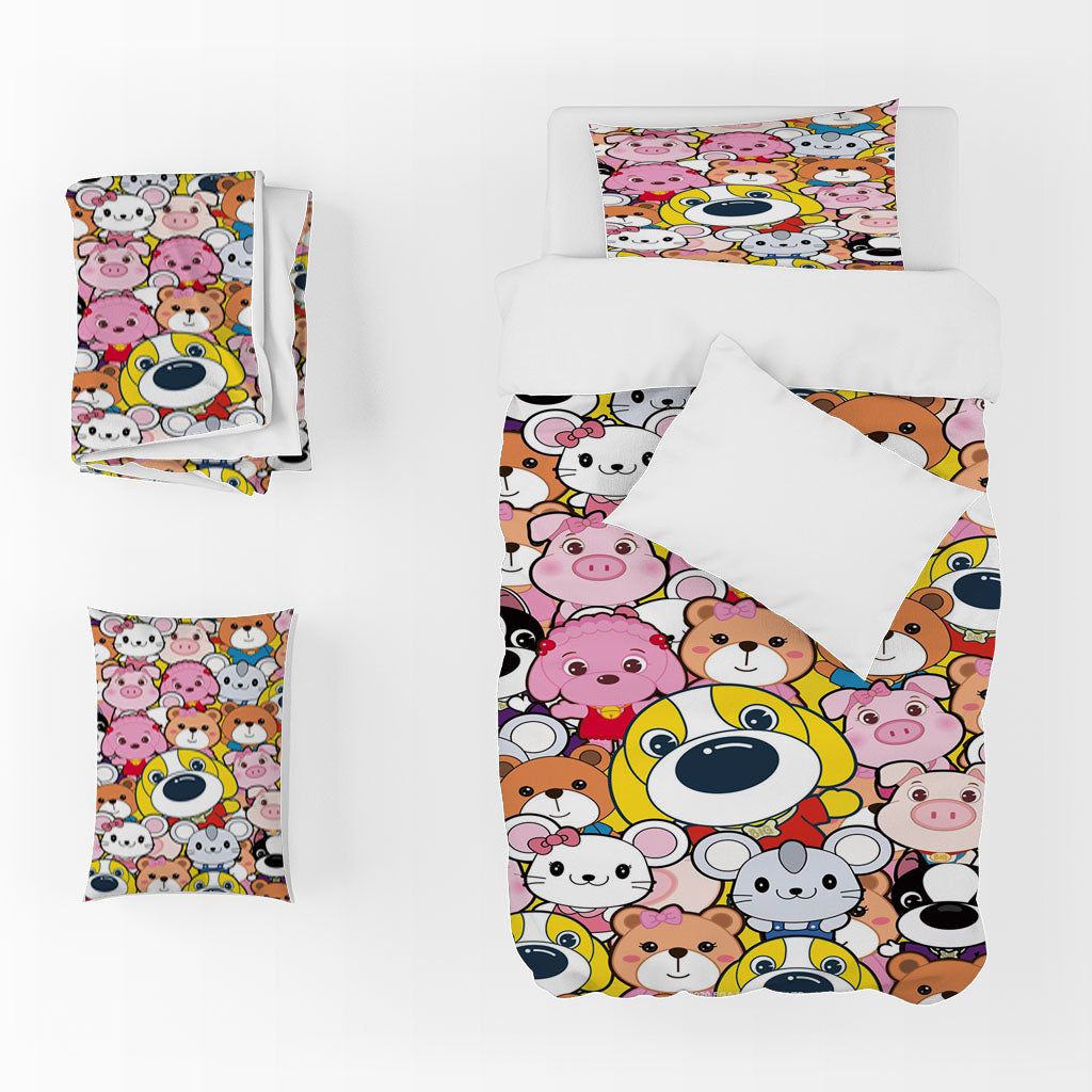 3D Cartoon Rabbit Dog Bear Quilt Cover Set Bedding Set Duvet Cover Pillowcase 1378