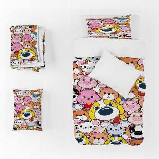 3D Cartoon Rabbit Dog Bear Quilt Cover Set Bedding Set Duvet Cover Pillowcase 1378