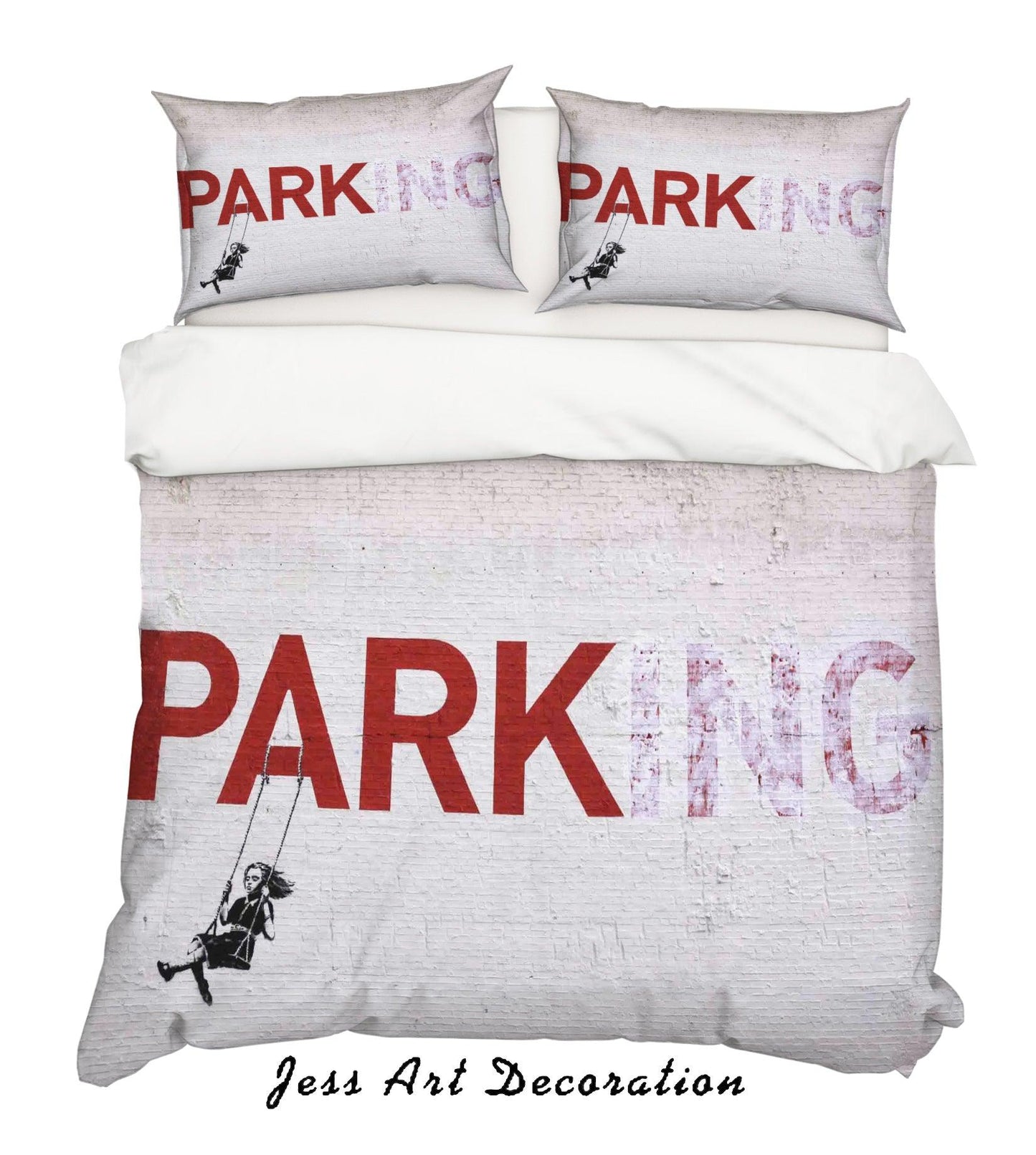 3D Banksy Mural Red Letter Parking Quilt Cover Set Bedding Set Duvet Cover Pillowcases  ZY D98