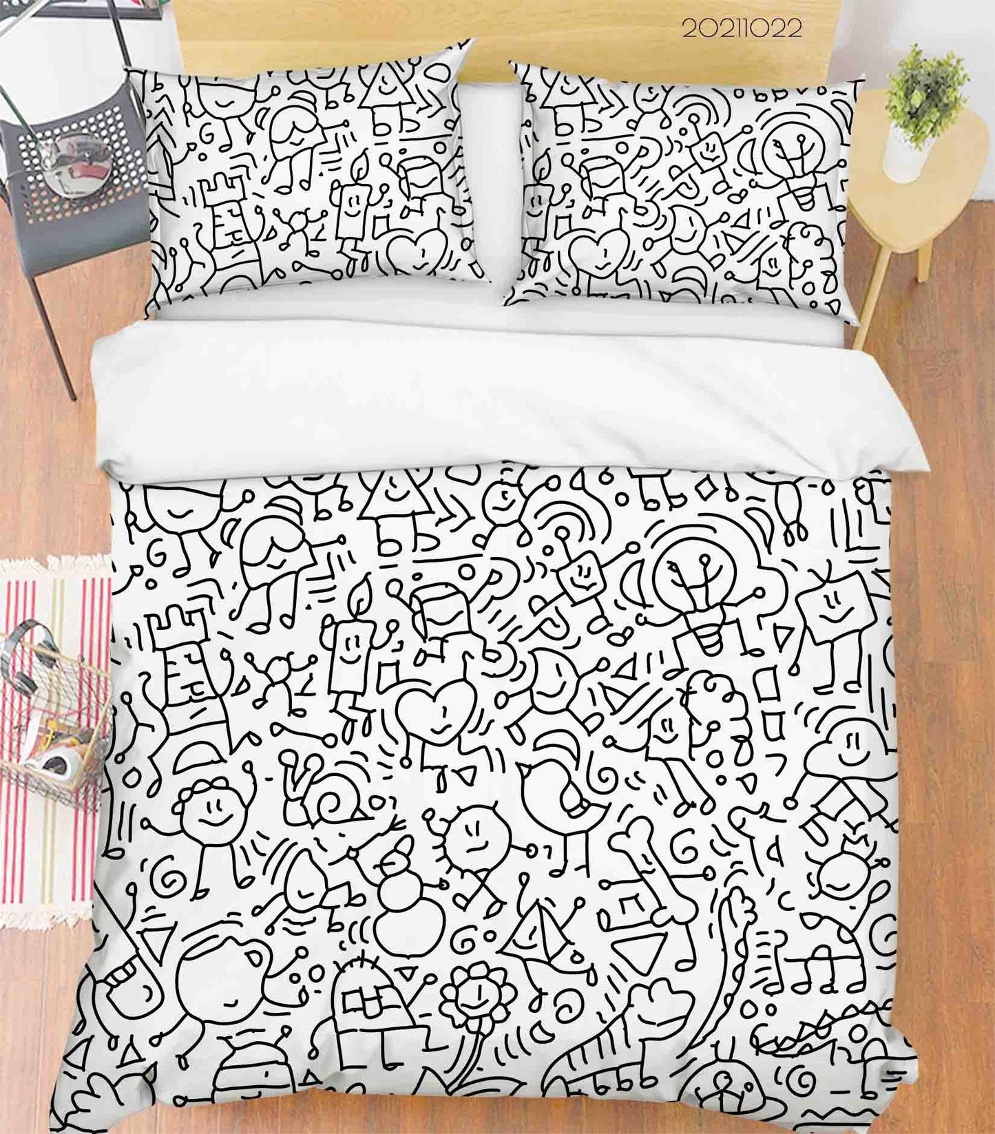 3D Abstract Illustration Art Graffiti Quilt Cover Set Bedding Set Duvet Cover Pillowcases 45