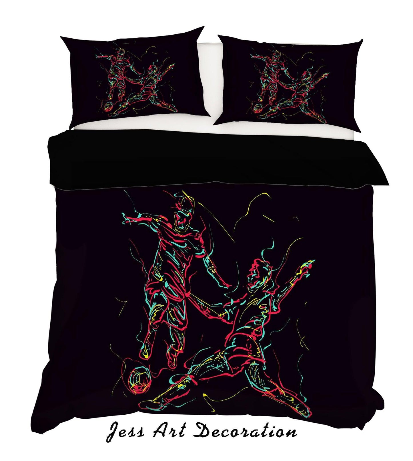 3D Black Soccer Player Quilt Cover Set Bedding Set Pillowcases 30
