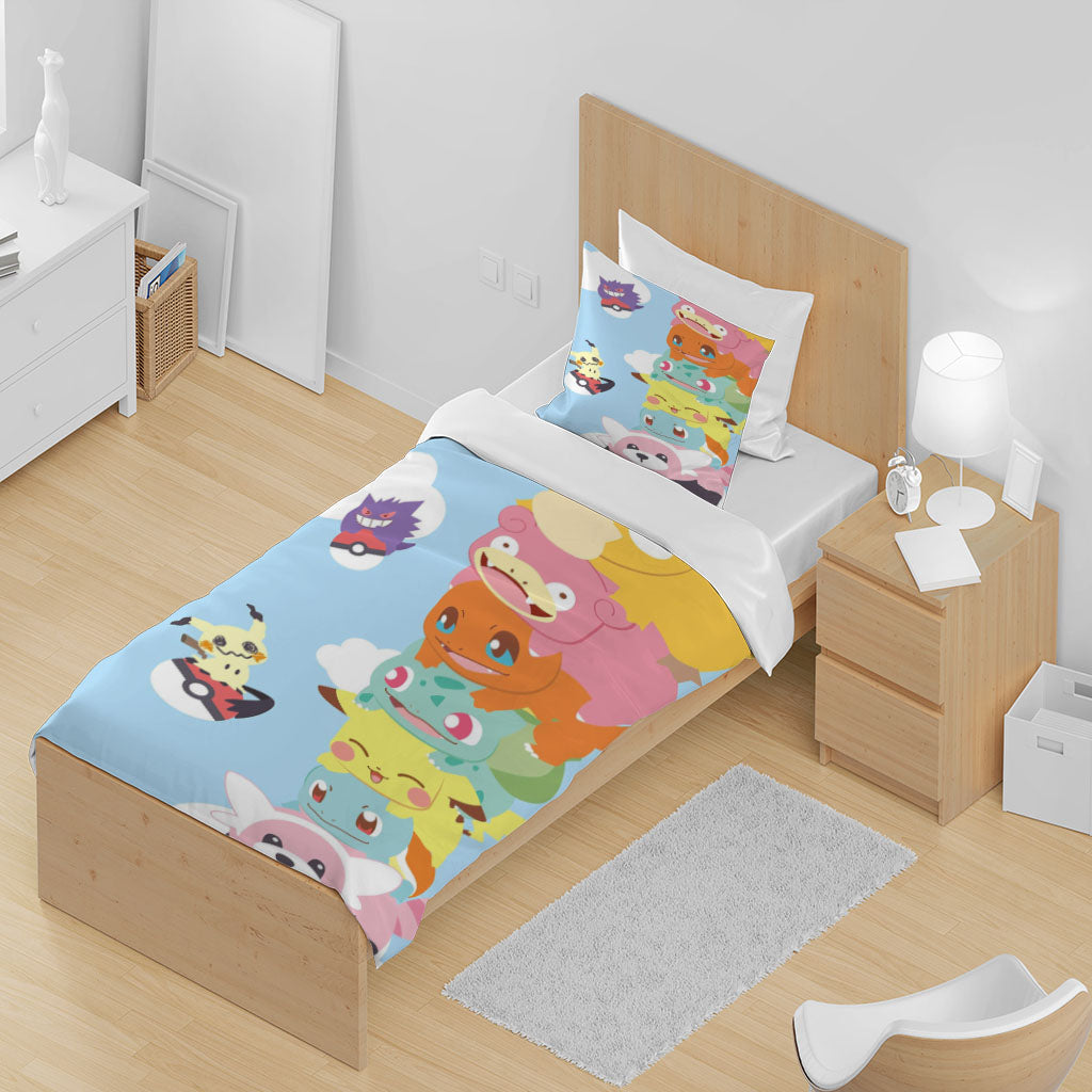 3D Cartoon Pikachu Cloud Rabbit Pig Quilt Cover Set Bedding Set Duvet Cover Pillowcases 1250
