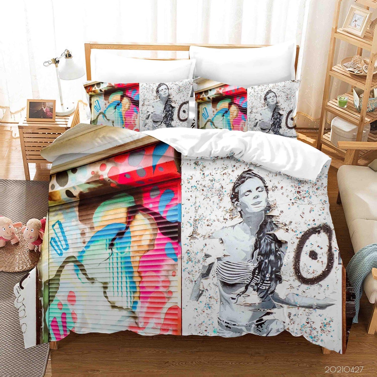 3D Abstract Street Color Graffiti Quilt Cover Set Bedding Set Duvet Cover Pillowcases 106
