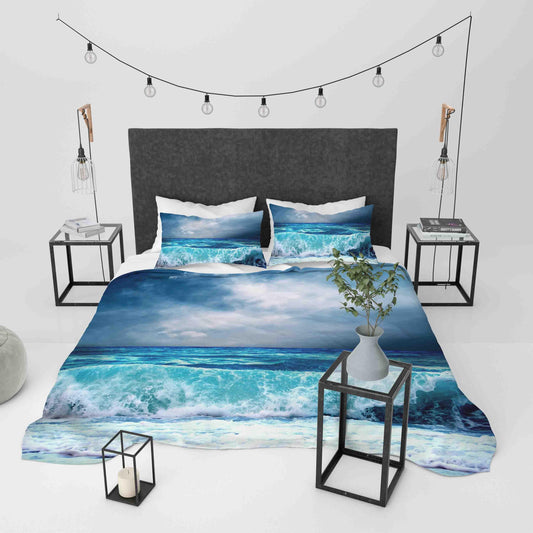 3D Blue Sea Spindrift Quilt Cover Set Bedding Set Duvet Cover Pillowcases JN 1199