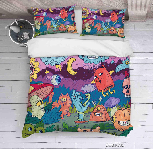 3D Abstract Color Monster Graffiti Quilt Cover Set Bedding Set Duvet Cover Pillowcases 17