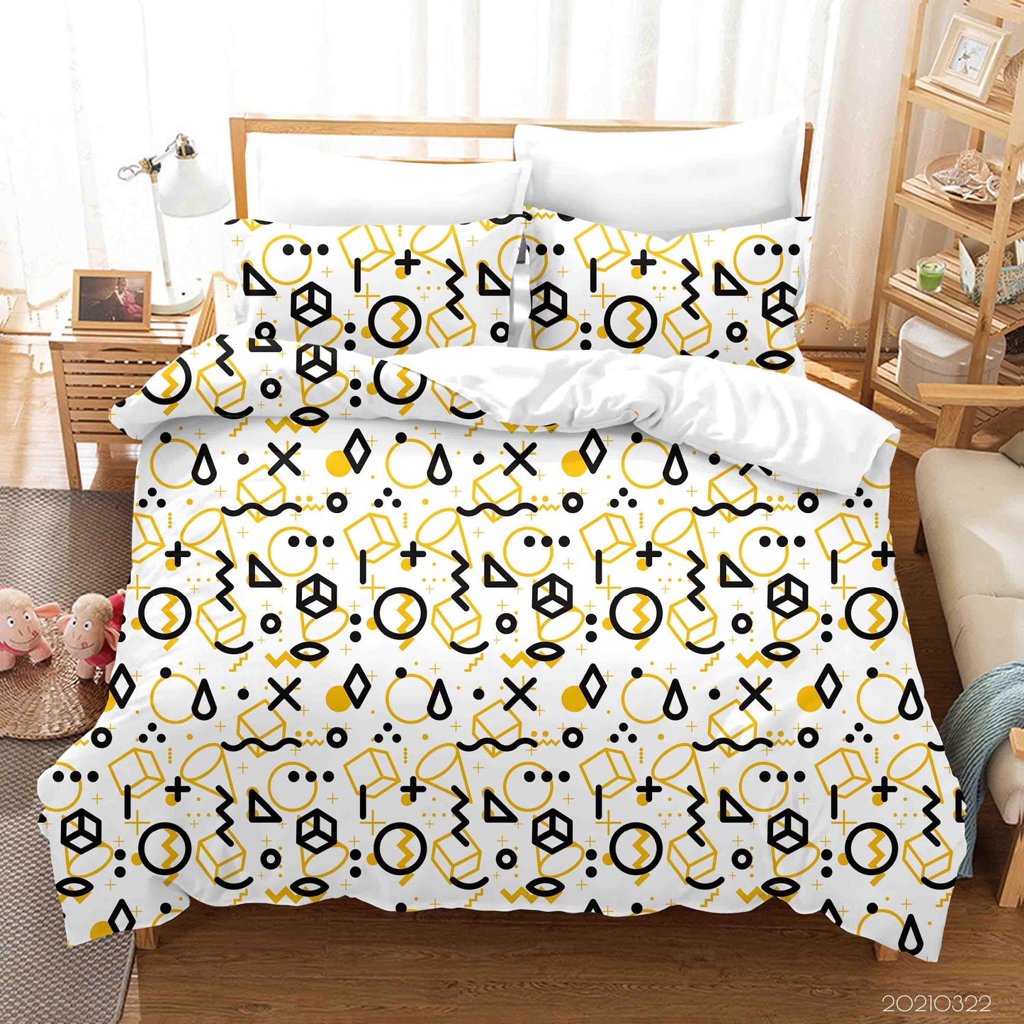 3D Abstract Geometric Pattern Quilt Cover Set Bedding Set Duvet Cover Pillowcases LQH 8