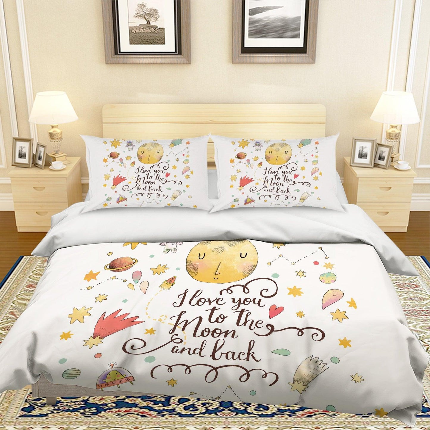 3D Cartoon Moon Star Quilt Cover Set Bedding Set Pillowcases 58