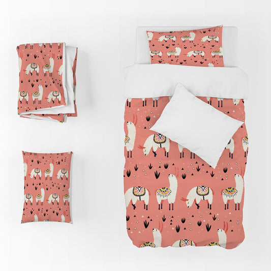 3D Alpaca Grassland Pink Quilt Cover Set Bedding Set Duvet Cover Pillowcases 1259