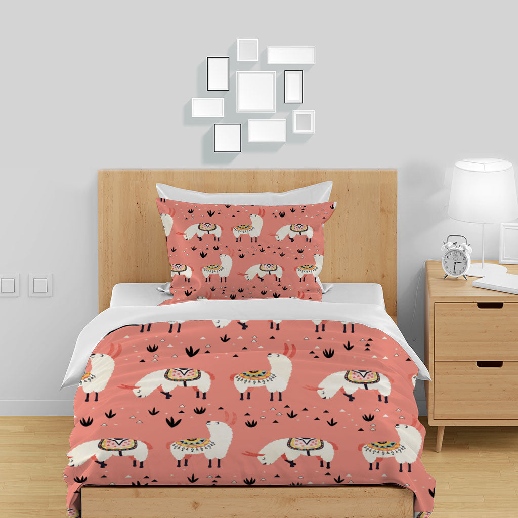 3D Alpaca Grassland Pink Quilt Cover Set Bedding Set Duvet Cover Pillowcases 1259