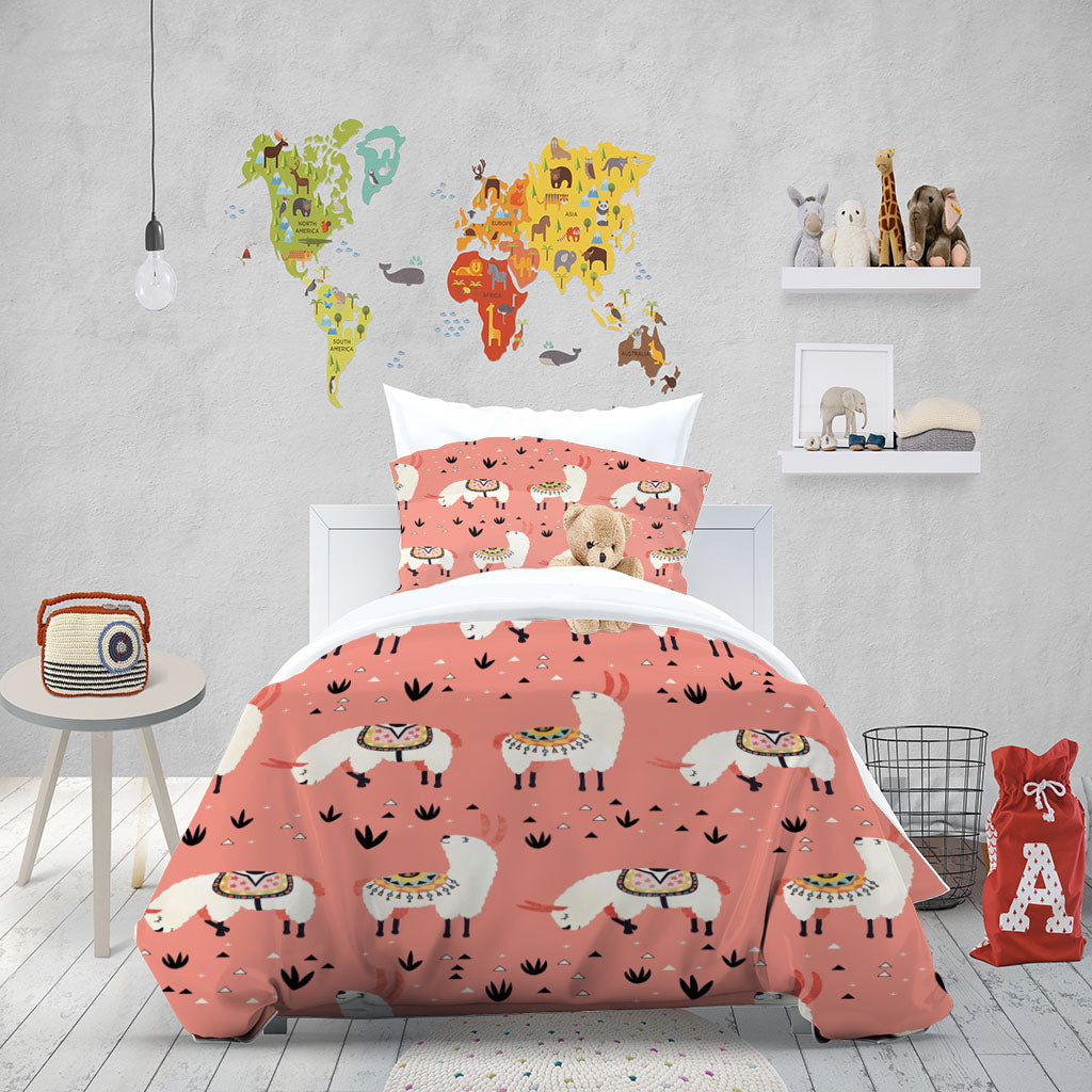 3D Alpaca Grassland Pink Quilt Cover Set Bedding Set Duvet Cover Pillowcases 1259