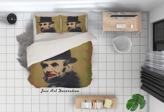 3D Banksy Abe Lincoln Black White Quilt Cover Set Bedding Set Pillowcasesn  ZY D1