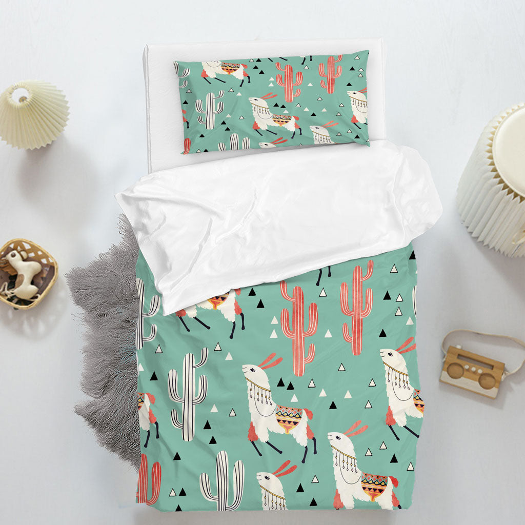 3D Alpaca Cactus Triangle Green Quilt Cover Set Bedding Set Duvet Cover Pillowcases 1263