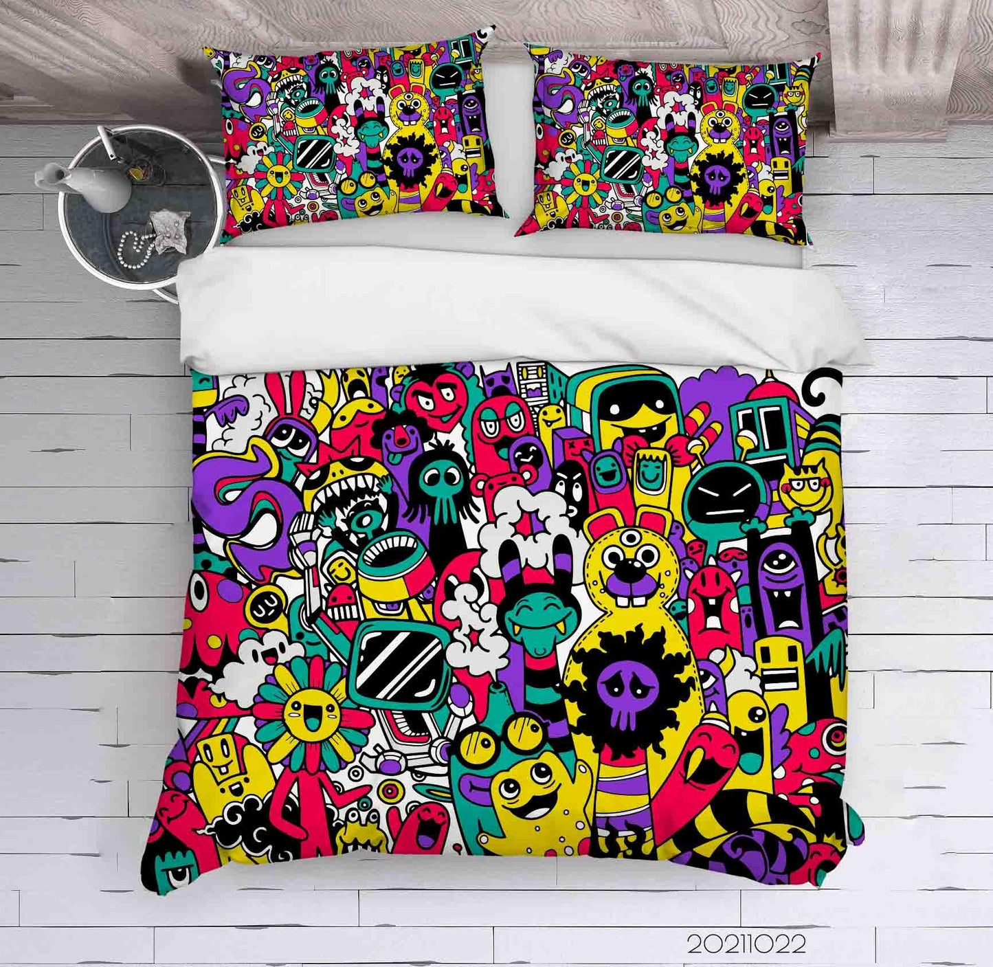 3D Abstract Color Monster Graffiti Quilt Cover Set Bedding Set Duvet Cover Pillowcases 21