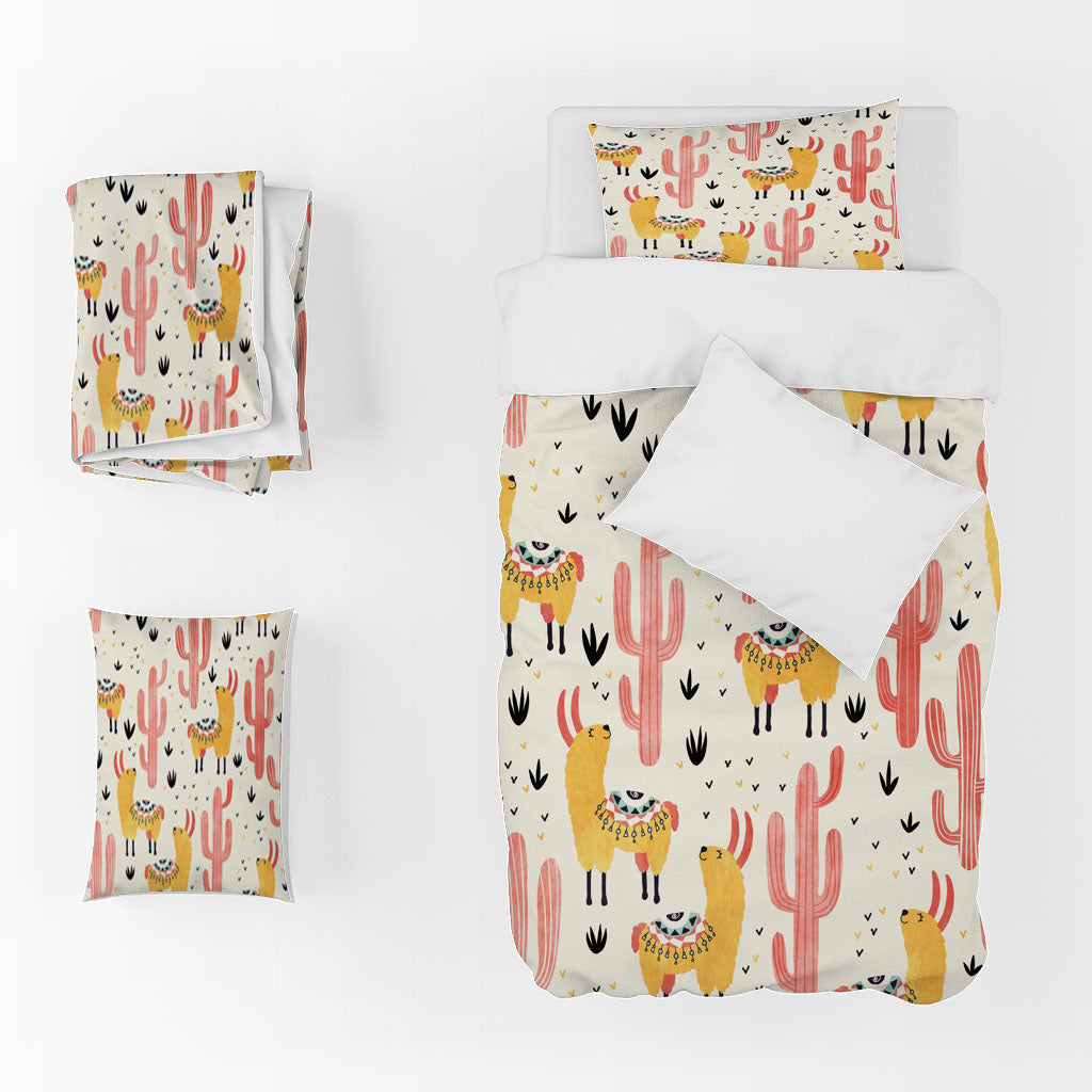 3D Cactus Alpaca Grass Apricot Quilt Cover Set Bedding Set Duvet Cover Pillowcases 1269