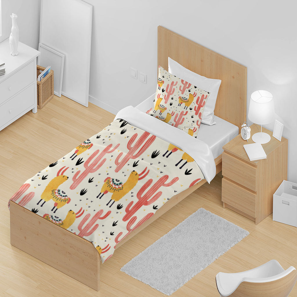 3D Cactus Alpaca Grass Apricot Quilt Cover Set Bedding Set Duvet Cover Pillowcases 1269