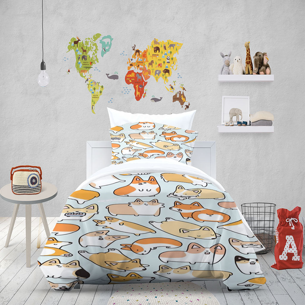 3D Cartoon Dog Blue Quilt Cover Set Bedding Set Duvet Cover Pillowcase 1382