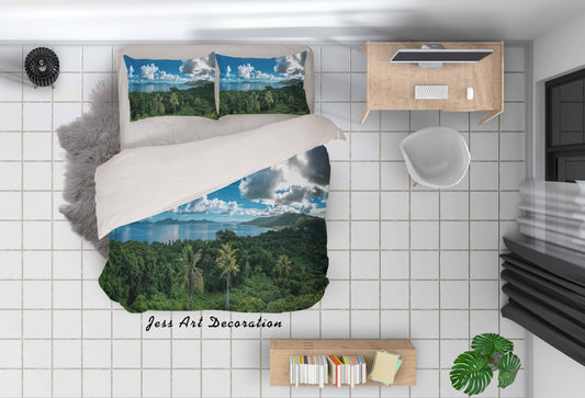 3D Blue Sky White Cloud Forest Quilt Cover Set Bedding Set Duvet Cover Pillowcases LQH A138