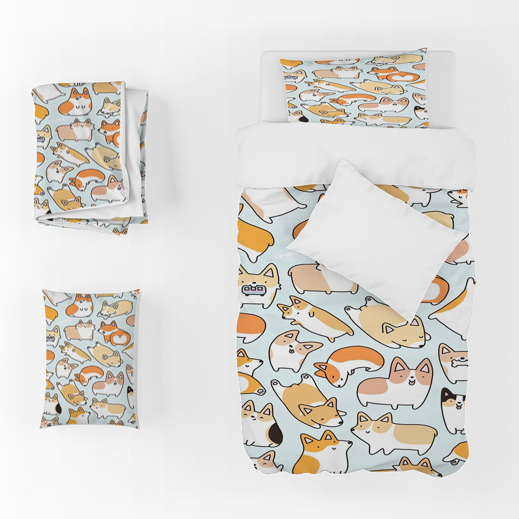 3D Cartoon Dog Blue Quilt Cover Set Bedding Set Duvet Cover Pillowcase 1382