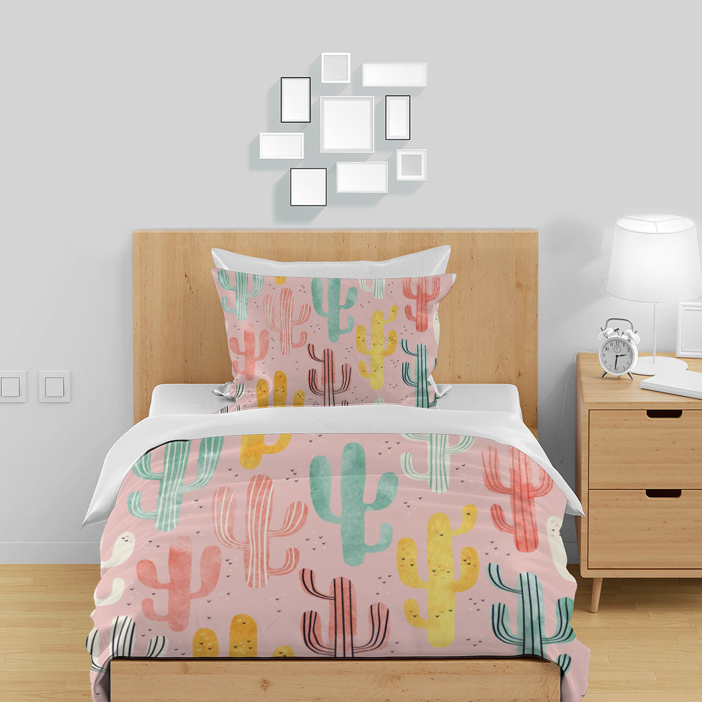 3D Cactus Wave Point Pink Quilt Cover Set Bedding Set Duvet Cover Pillowcases 1273