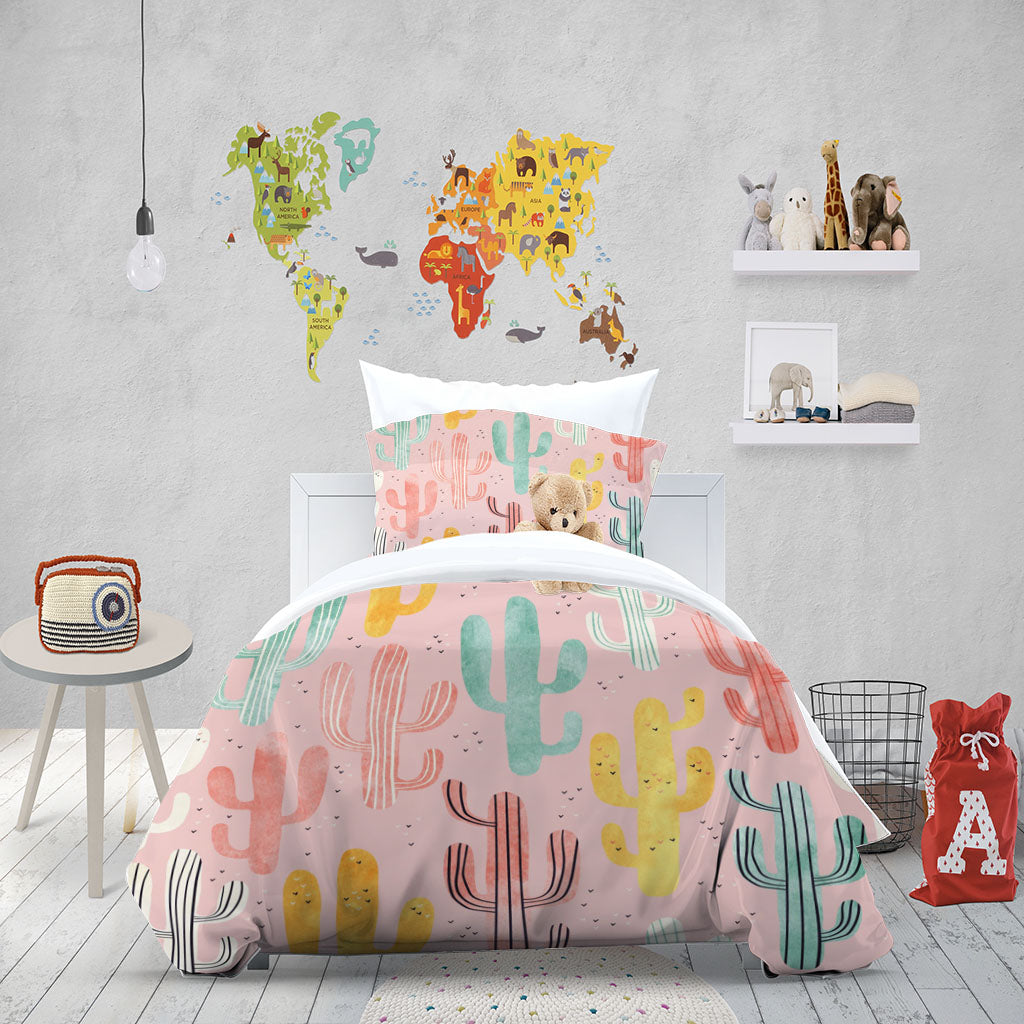 3D Cactus Wave Point Pink Quilt Cover Set Bedding Set Duvet Cover Pillowcases 1273