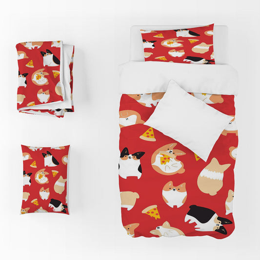 3D Animal Cat Pizza Red Quilt Cover Set Bedding Set Duvet Cover Pillowcases 1278